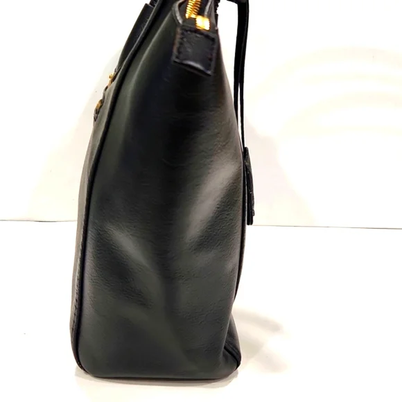 NEW!! Joy & Iman Black Split Leather w/ Gold Accents Large Tote Shoulder Bag - Picture 3 of 13